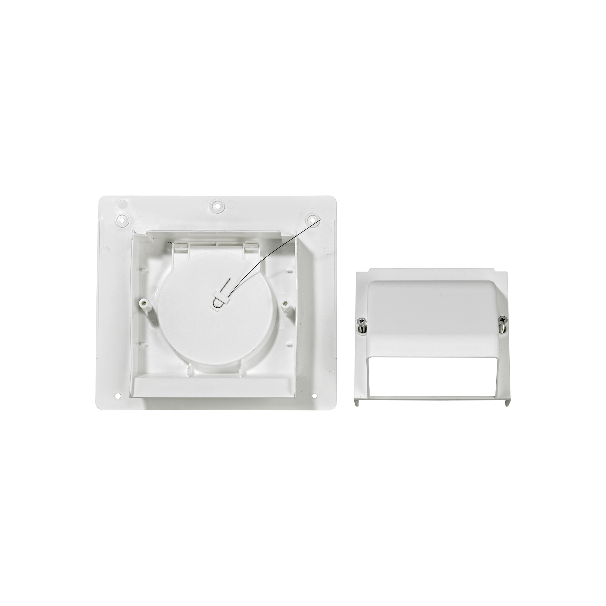 1471W-2P-07 Plastic Wall Exhaust Dryer Hood Vent - Spring-Controlled Damper - Water Drip Edge - Oversized Flange - 2.4 inch Collar - Unassembled 2
