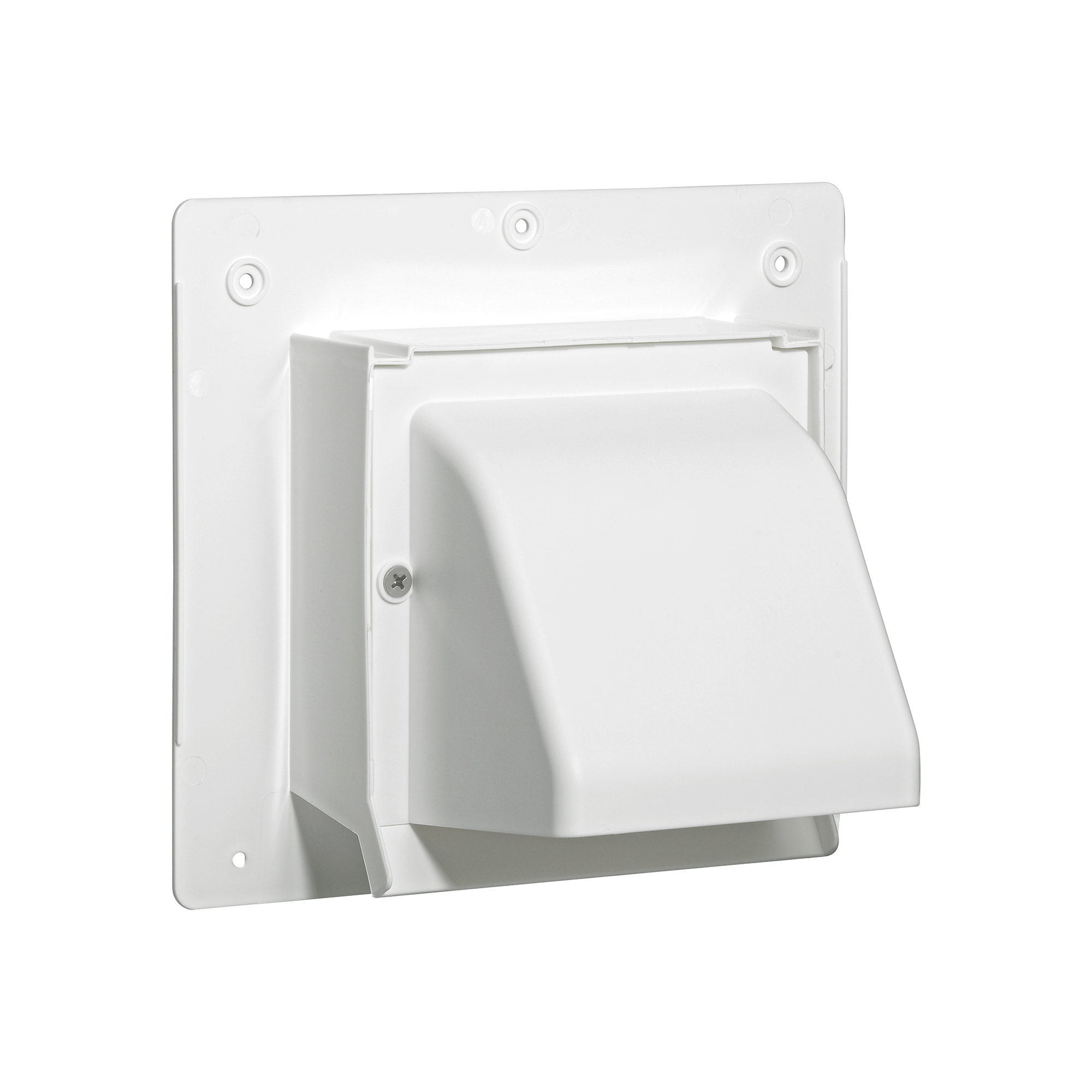 1471WS-2P-03 Plastic Wall Exhaust or Intake Hood Vent - Spring-Controlled Damper - Fixed Screen - Water Drip Edge - Oversized Flange - 2.4 inch Collar - Front