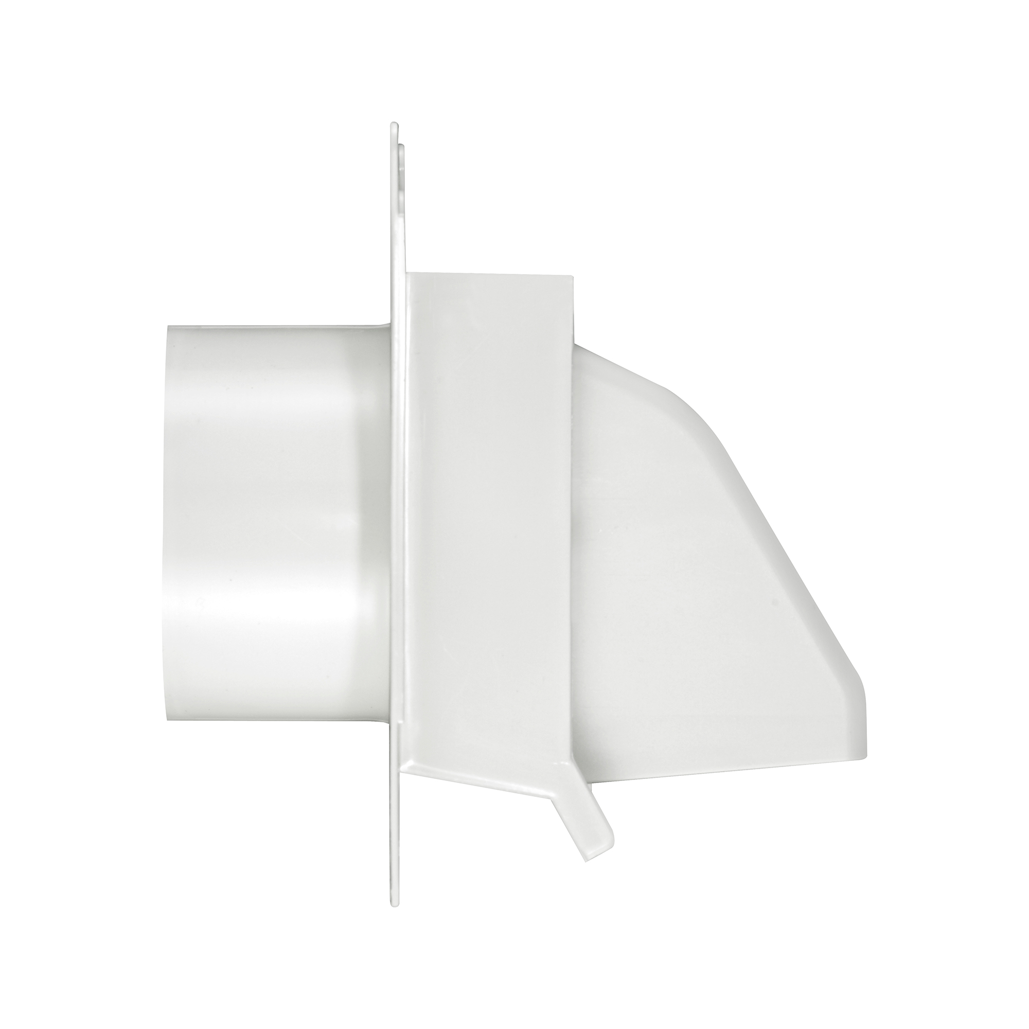 1471WS-2P-04 Plastic Wall Exhaust or Intake Hood Vent - Spring-Controlled Damper - Fixed Screen - Water Drip Edge - Oversized Flange - 2.4 inch Collar - Side