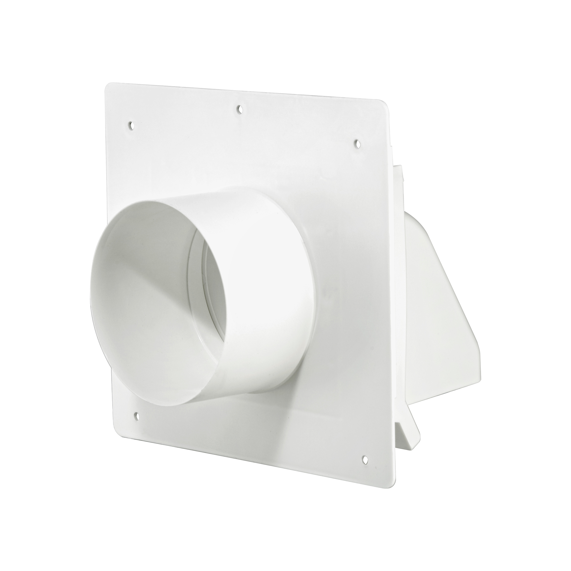 1471WS-2P-05 Plastic Wall Exhaust or Intake Hood Vent - Spring-Controlled Damper - Fixed Screen - Water Drip Edge - Oversized Flange - 2.4 inch Collar - Back