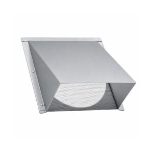 Galvanized Steel Wall Exhaust Hood Exhaust Vent - Spring Damper - 1/8 inch Wire Mesh Screen - Flush Mount - Angled Opened