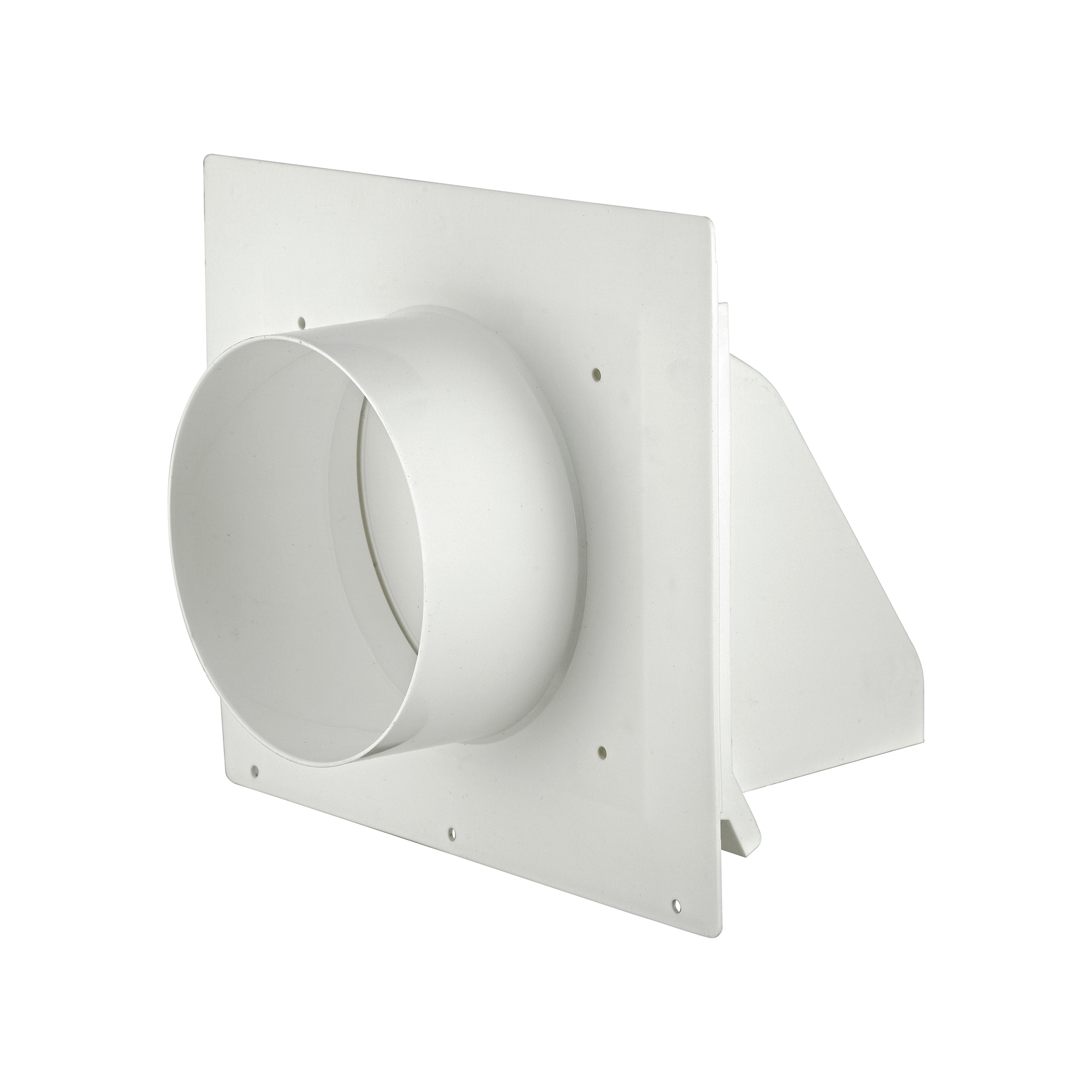 3510W-2P-05 White Plastic Wall Exhaust or Intake Hood Vent - Spring-Controlled Damper - Fixed Screen - Water Drip Edge - Oversized Flange - 2.6 inch Collar - Back
